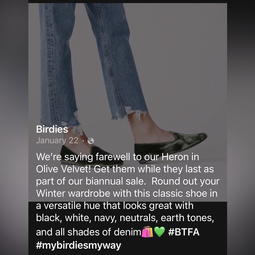 RARE & RETIRED Birdies HERON Olive Luxe Velvet Smoking Flats/Loafers/Slippers - Picture 5 of 16